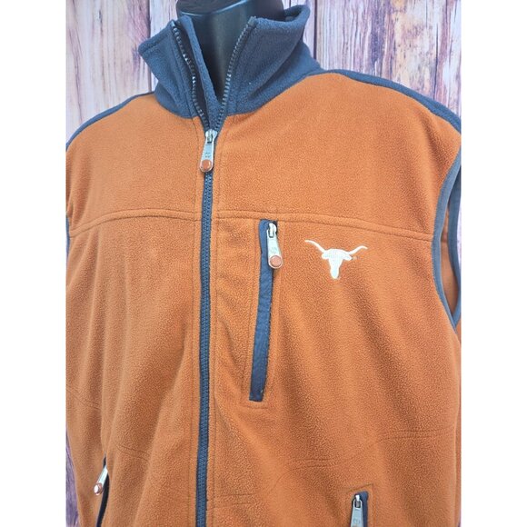 University Co-Op Texas Longhorns Fleece Vest Large Orange & Navy Full-Zip - Picture 3 of 8